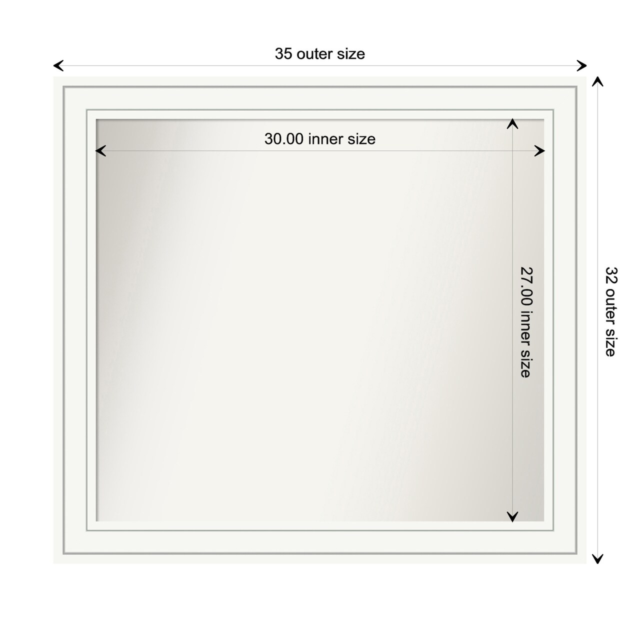 Craftsman White Non-Beveled Custom Framed Bathroom Vanity Wall Mirror